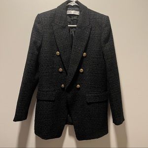 Zara boucle/tweed like blazer with shoulder pads